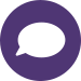 A white speech bubble icon on a purple background.