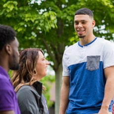 students visiting outside