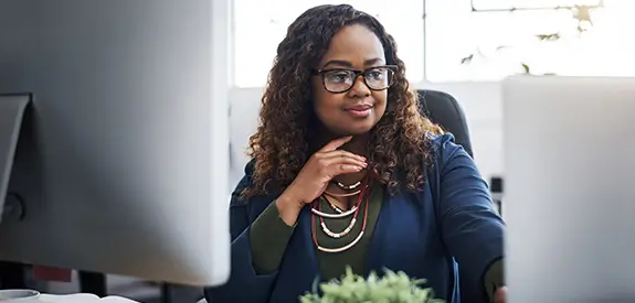 Female at computer